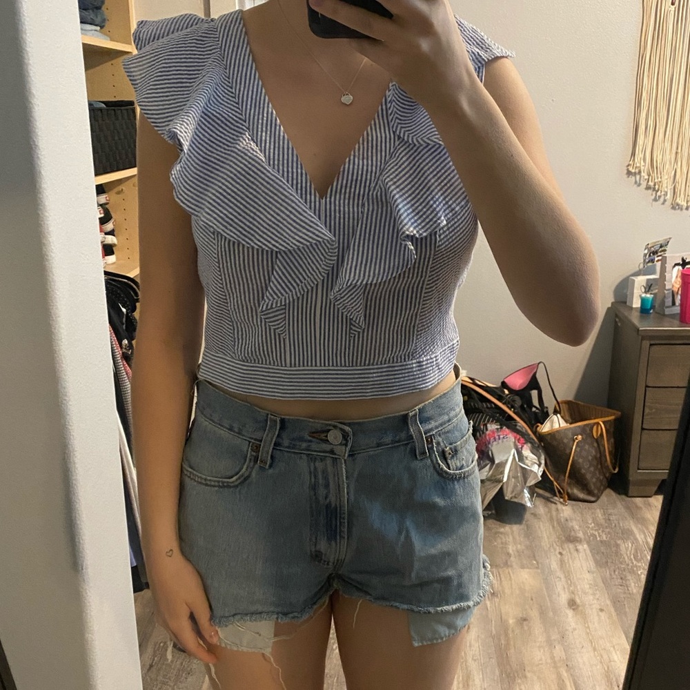 Nordstrom blue and white striped top